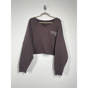 Mayfair Athletic Club Sweater OS‎ Brown V Neck Cropped DIY Tennis Pickleball